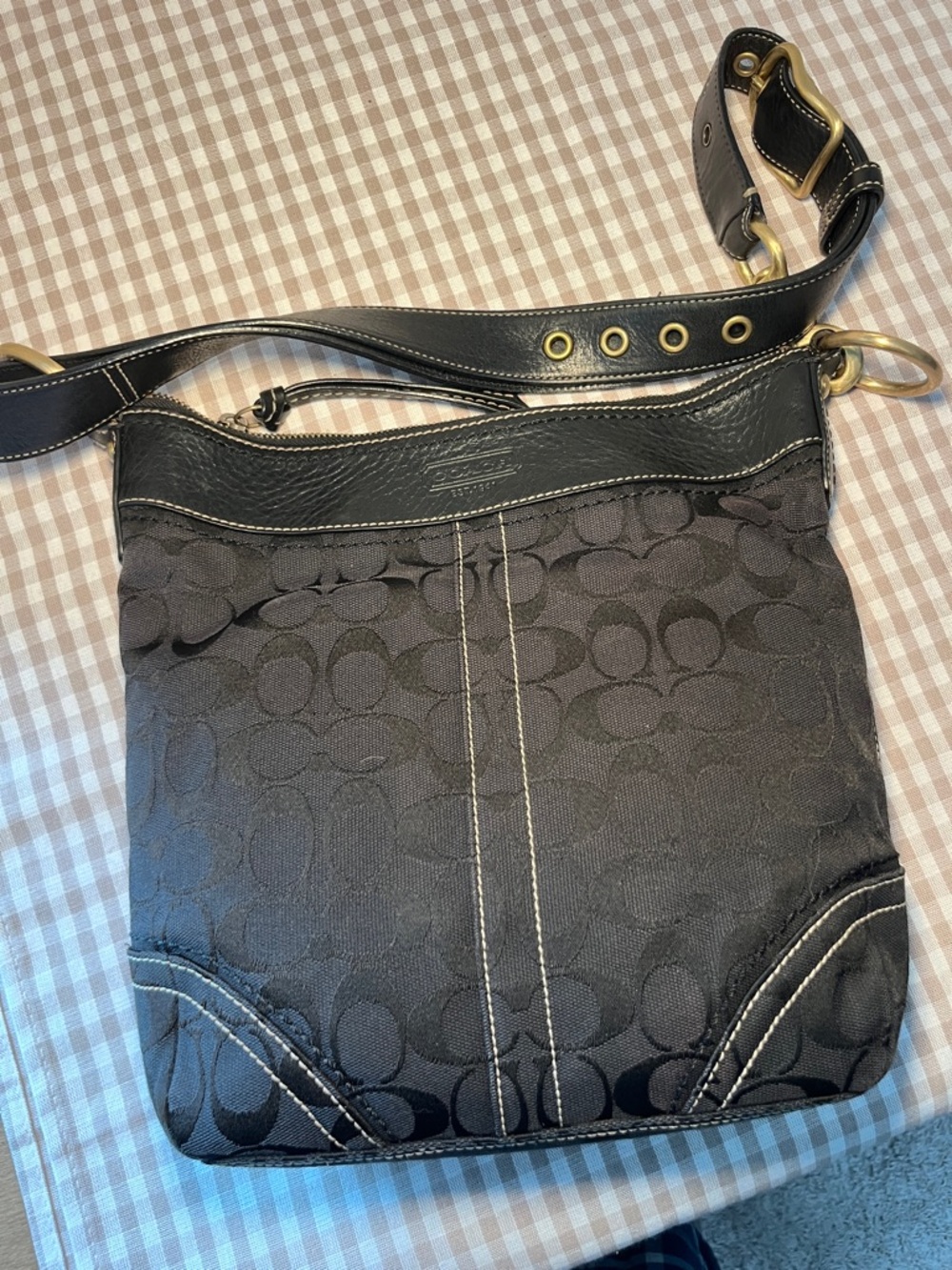 Vintage Coach 2006 Signature Crossbody Bag Black Leather and Canvas #10403 Y2K - Picture 2 of 10